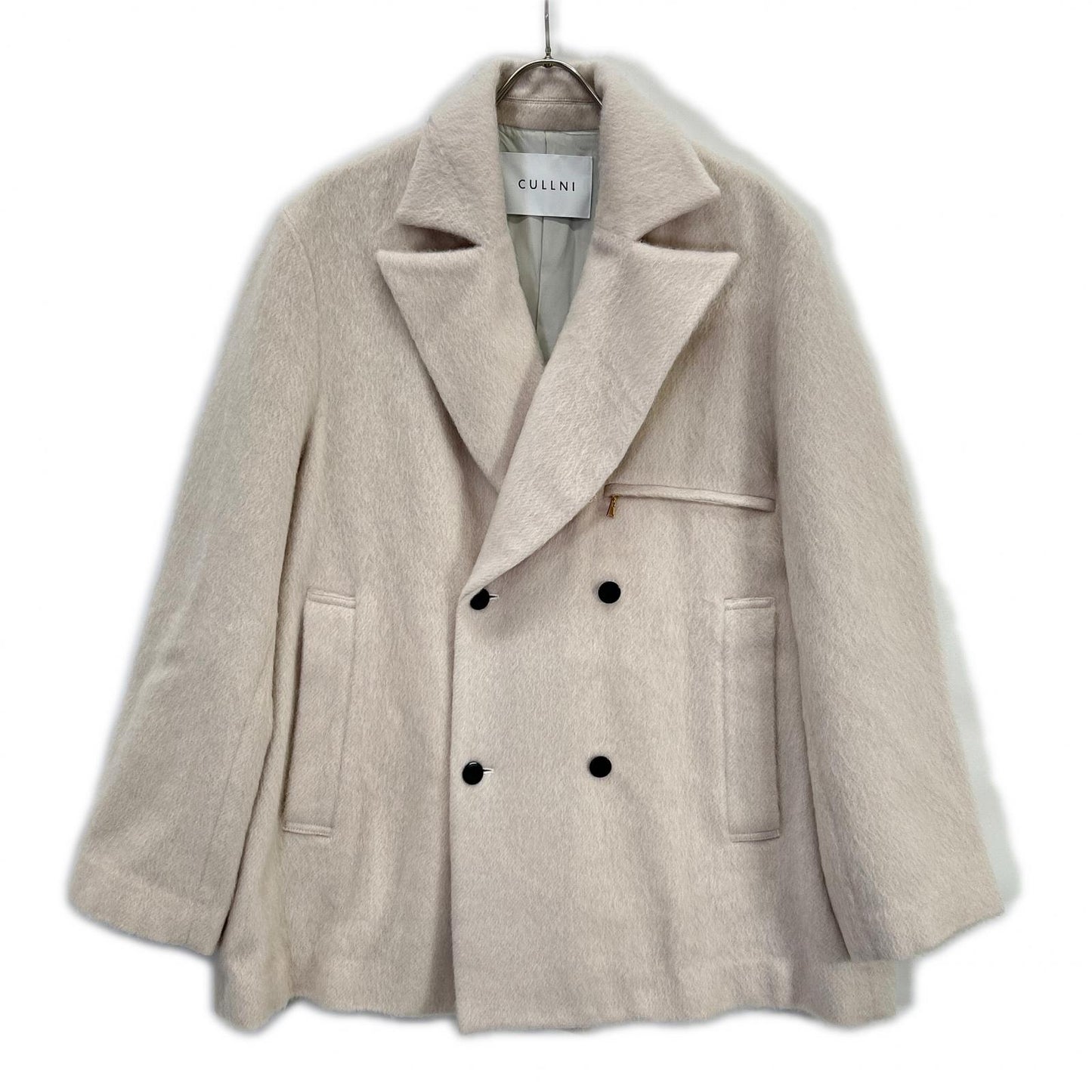 CULLNI クルニ 24-AW-047C ホワイト Moheir Mix Shaggy Tailored Half Coat コート