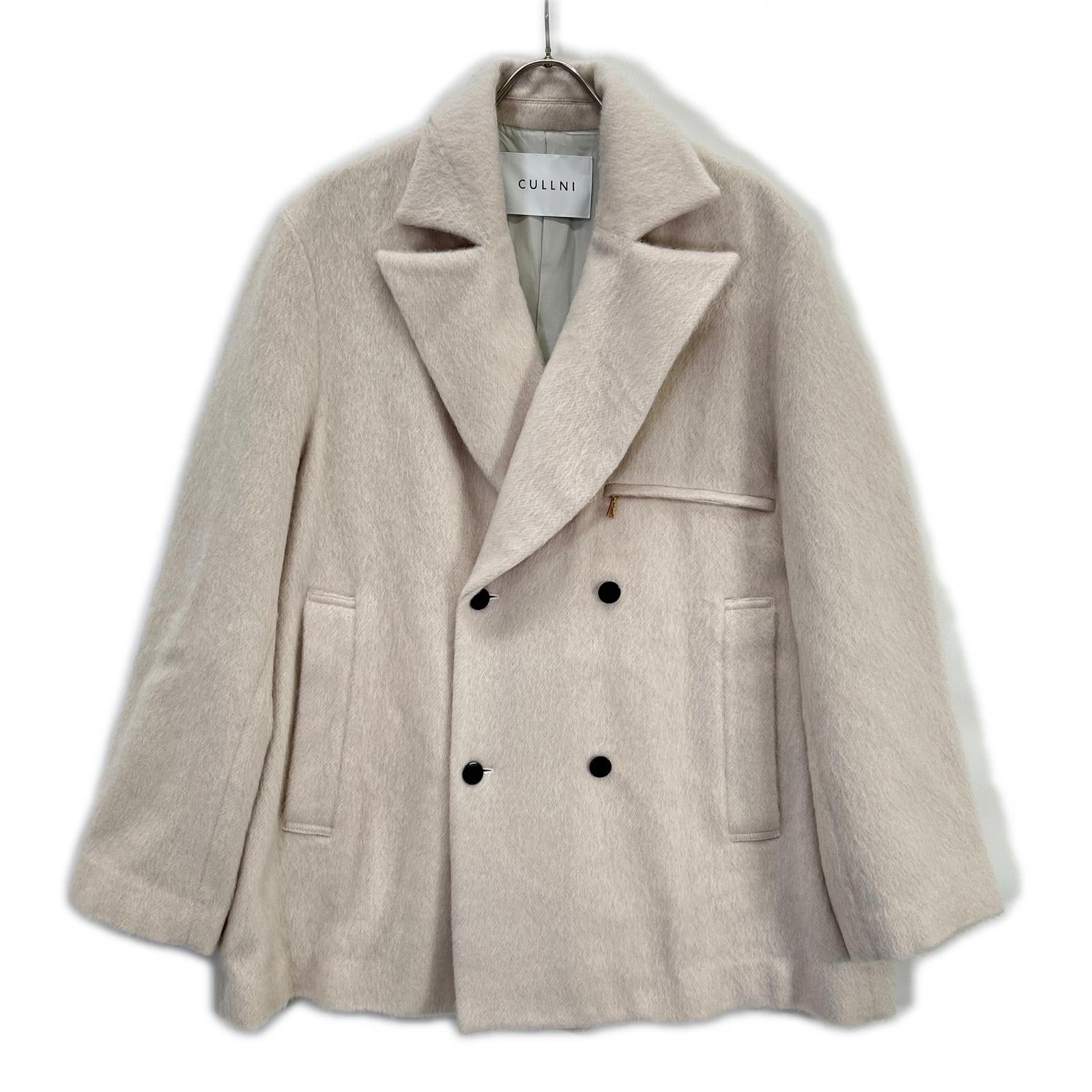 CULLNI クルニ 24-AW-047C ホワイト Moheir Mix Shaggy Tailored Half Coat コート