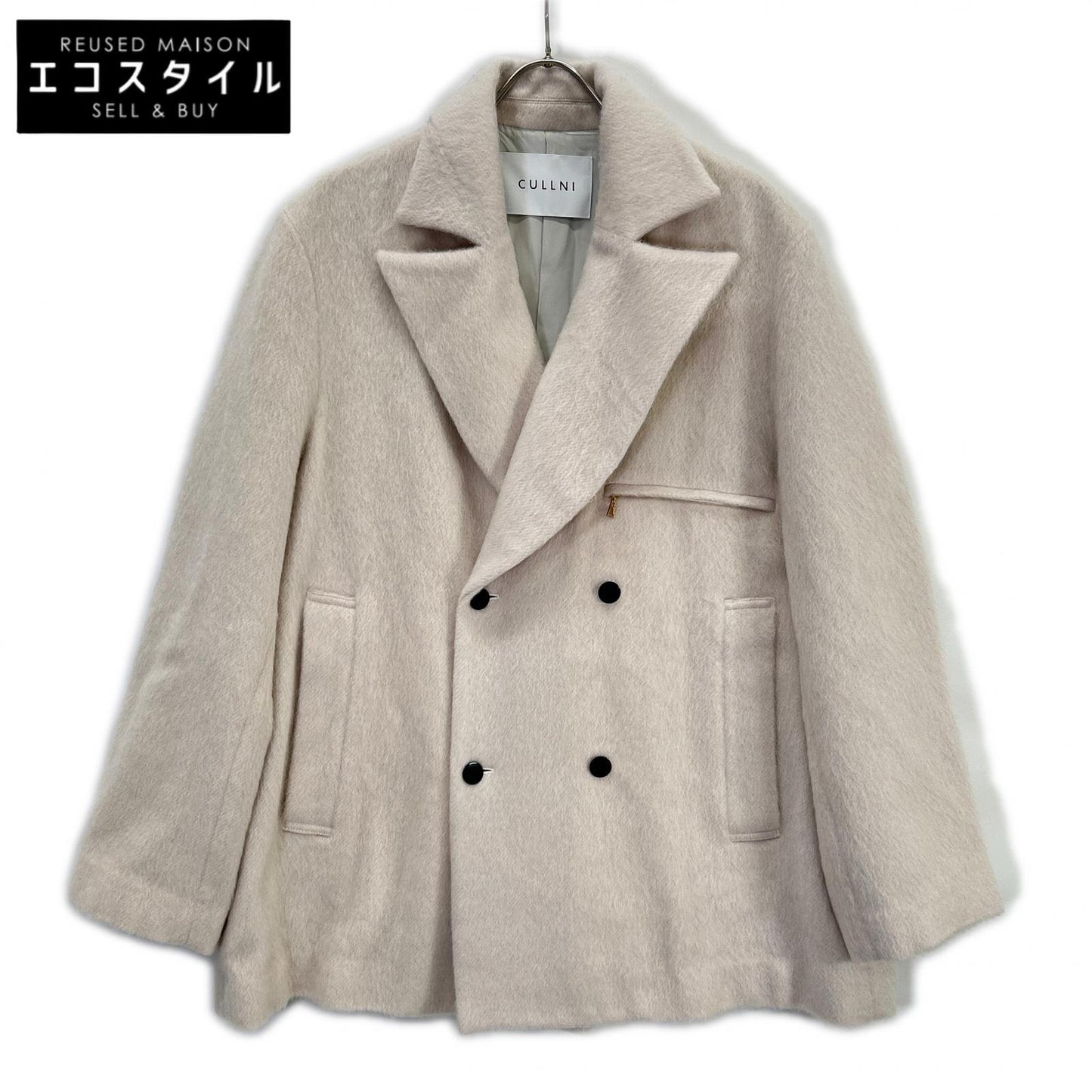 CULLNI クルニ 24-AW-047C ホワイト Moheir Mix Shaggy Tailored Half Coat コート