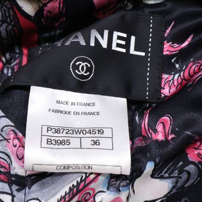 CHANEL シャネル 10年製 P38723W04519 ブラック ウールシルクツイード 2WAY ジップアップロング コート