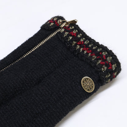 CHANEL シャネル 10年製 P38723W04519 ブラック ウールシルクツイード 2WAY ジップアップロング コート
