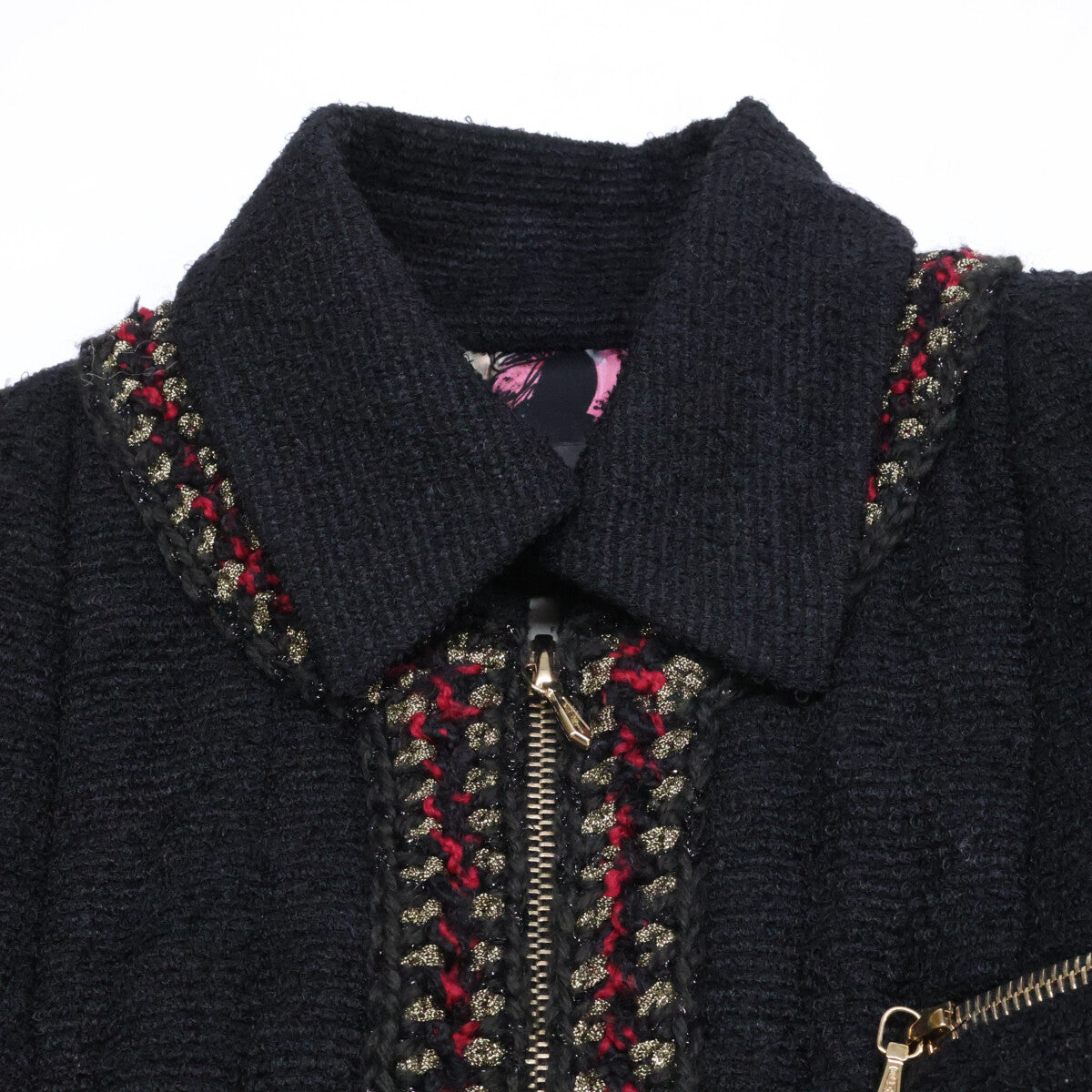 CHANEL シャネル 10年製 P38723W04519 ブラック ウールシルクツイード 2WAY ジップアップロング コート