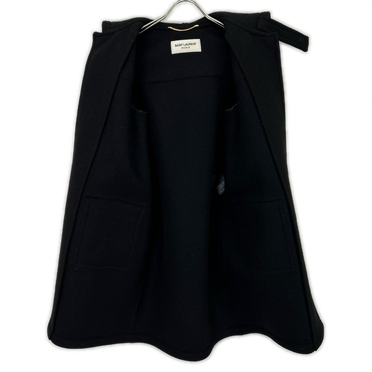SAINT LAURENT PARIS 16AW 376281 Hedi-era black wool melton duffle coat coat