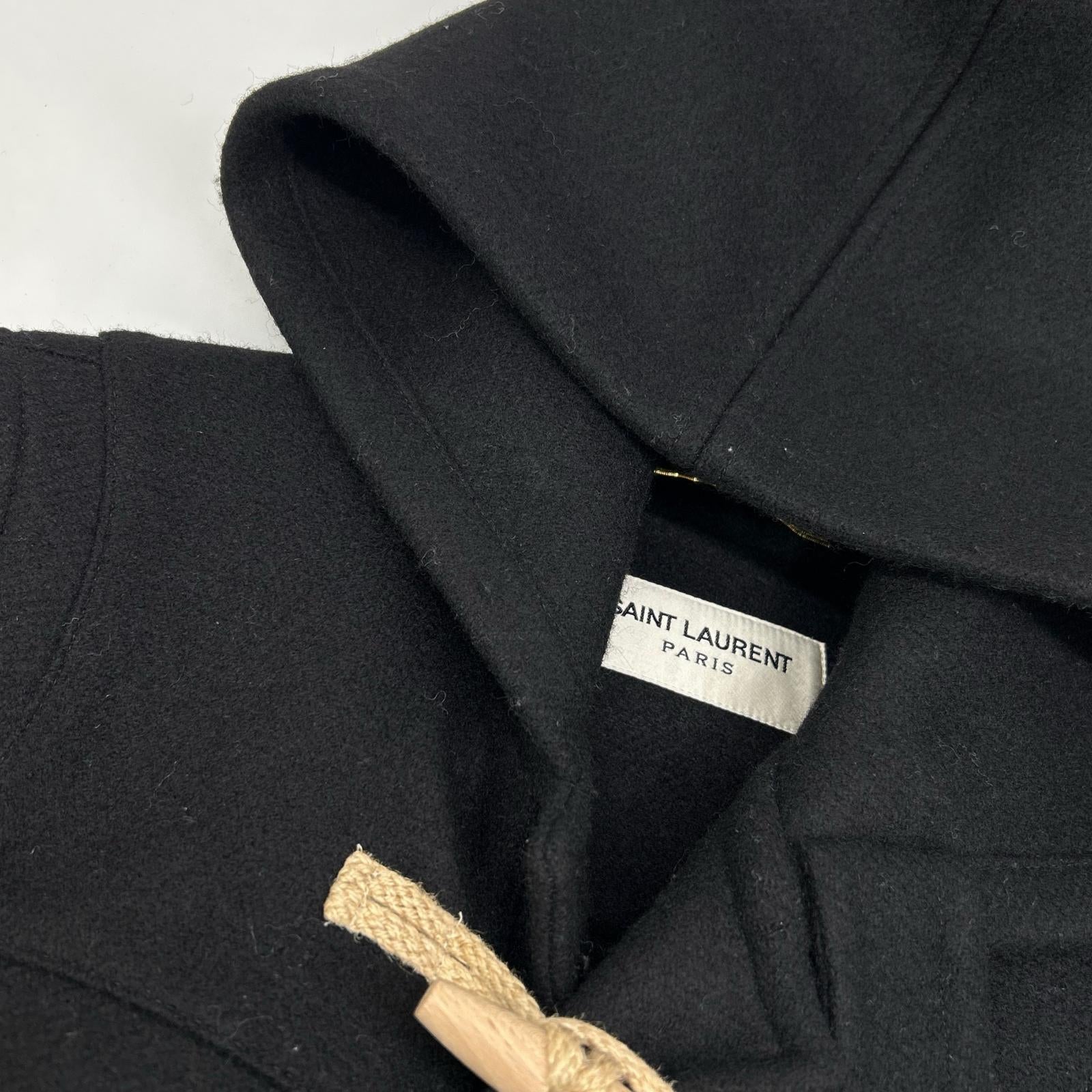 16AW 376281 Hedi Slimane Era Black Wool Melton Duffle Coat Coat 38 Women's