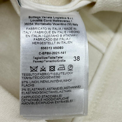 BOTTEGA VENETA 葆蝶家 白色亚麻混纺半拉链网眼针织连衣裙 连衣裙