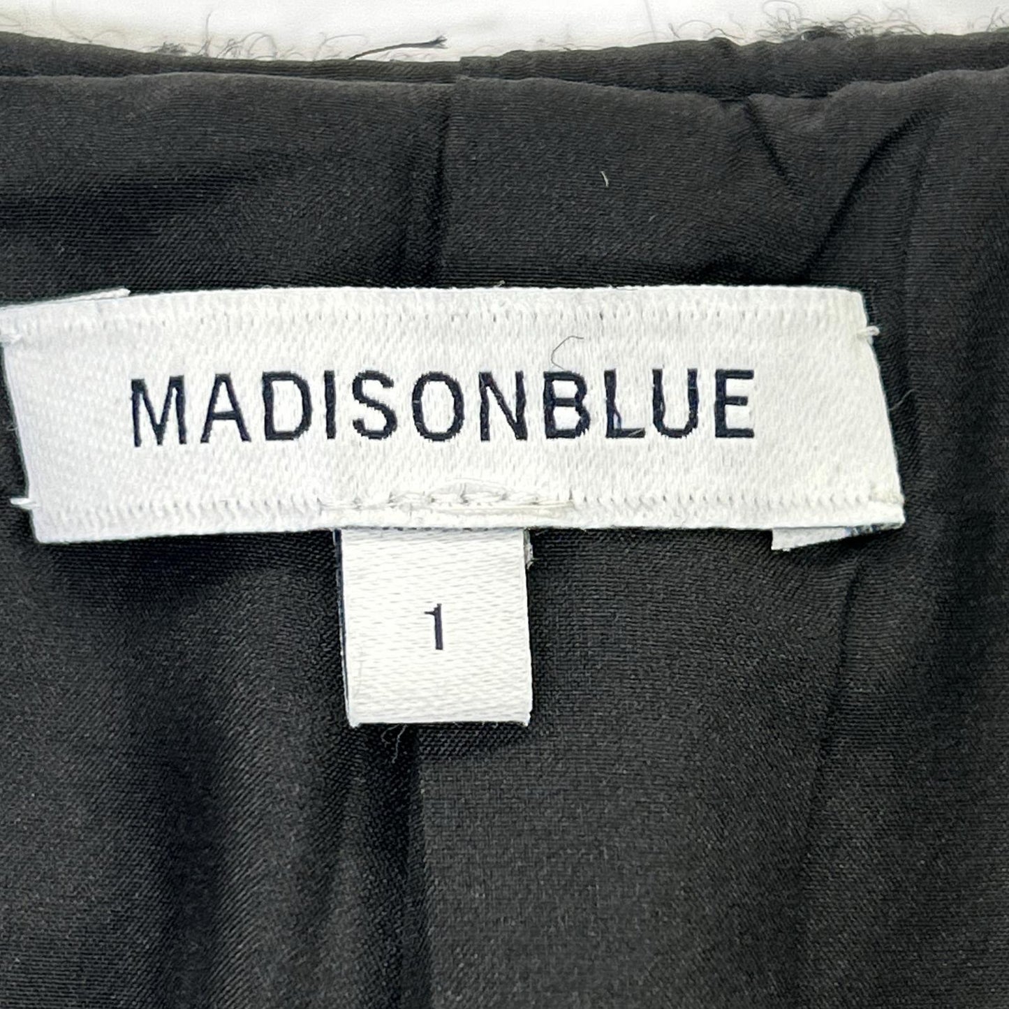 MADISONBLUE MB194-2022 Black x White Wool Mohair Side Slit Collarless Cape Coat Coat 01 (S)