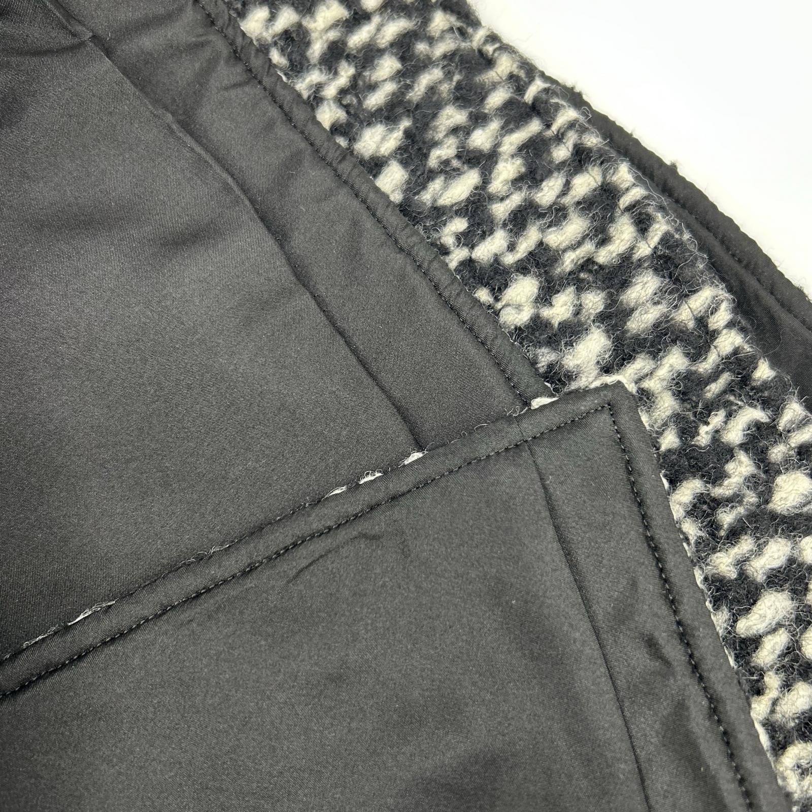 MADISONBLUE MB194-2022 Black x White Wool Mohair Side Slit Collarless Cape Coat Coat 01 (S)