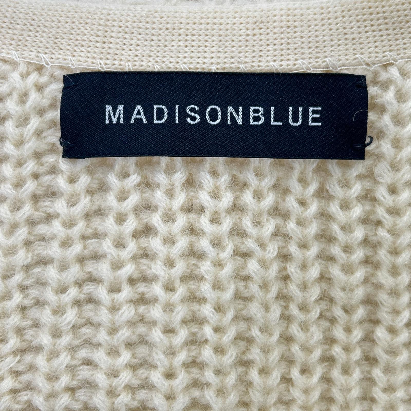 MADISONBLUE MB214-8027 Beige Wool Distressed Buttonless Pearl Knit Cardigan Top