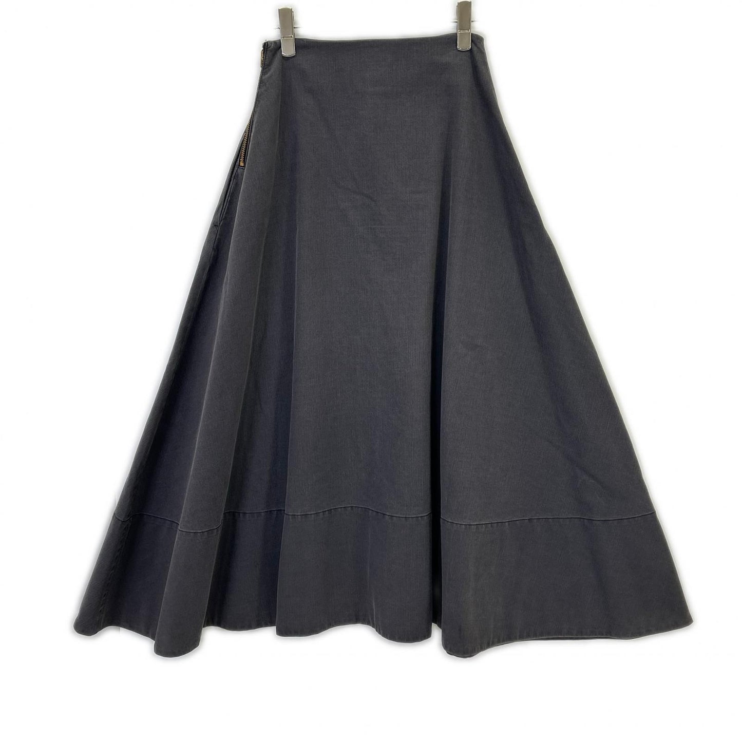 MADISON BLUE MB174-6712 Gray Cotton BACK SATIN MAXI FLARE SKIRT
