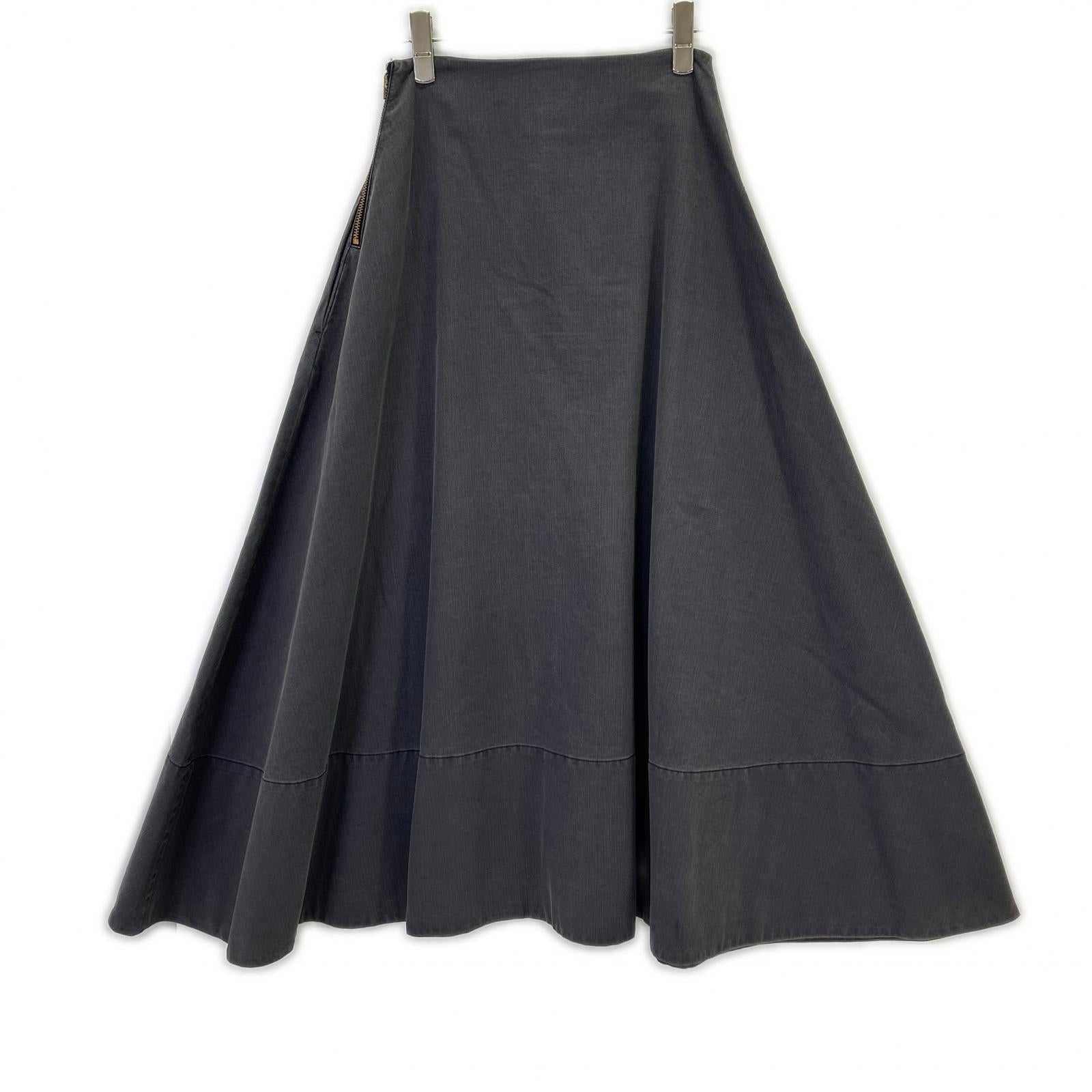 MADISON BLUE MB174-6712 Gray Cotton BACK SATIN MAXI FLARE SKIRT