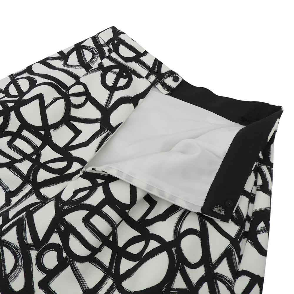 ENFOLD エンフォルド 総柄 タック ミディアム スカート ポリエステル レディース ホワイト×ブラック 3008S131-0650 スカート