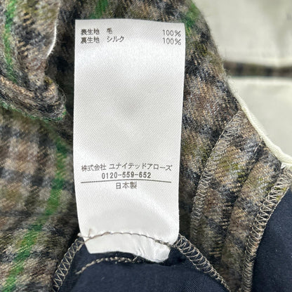BLAMINK 布拉明克 7914-299-0396 灰褐色×绿色 羊毛 中缝压线 格纹直筒裤 下装