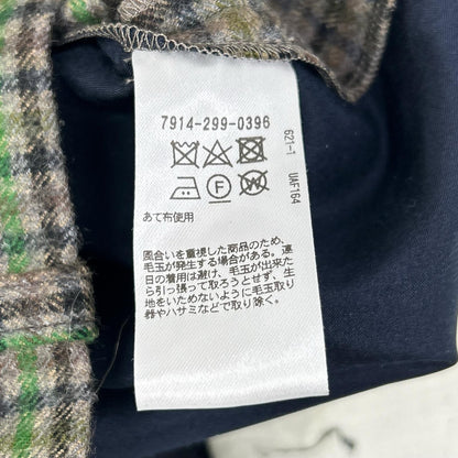 BLAMINK 布拉明克 7914-299-0396 灰褐色×绿色 羊毛 中缝压线 格纹直筒裤 下装