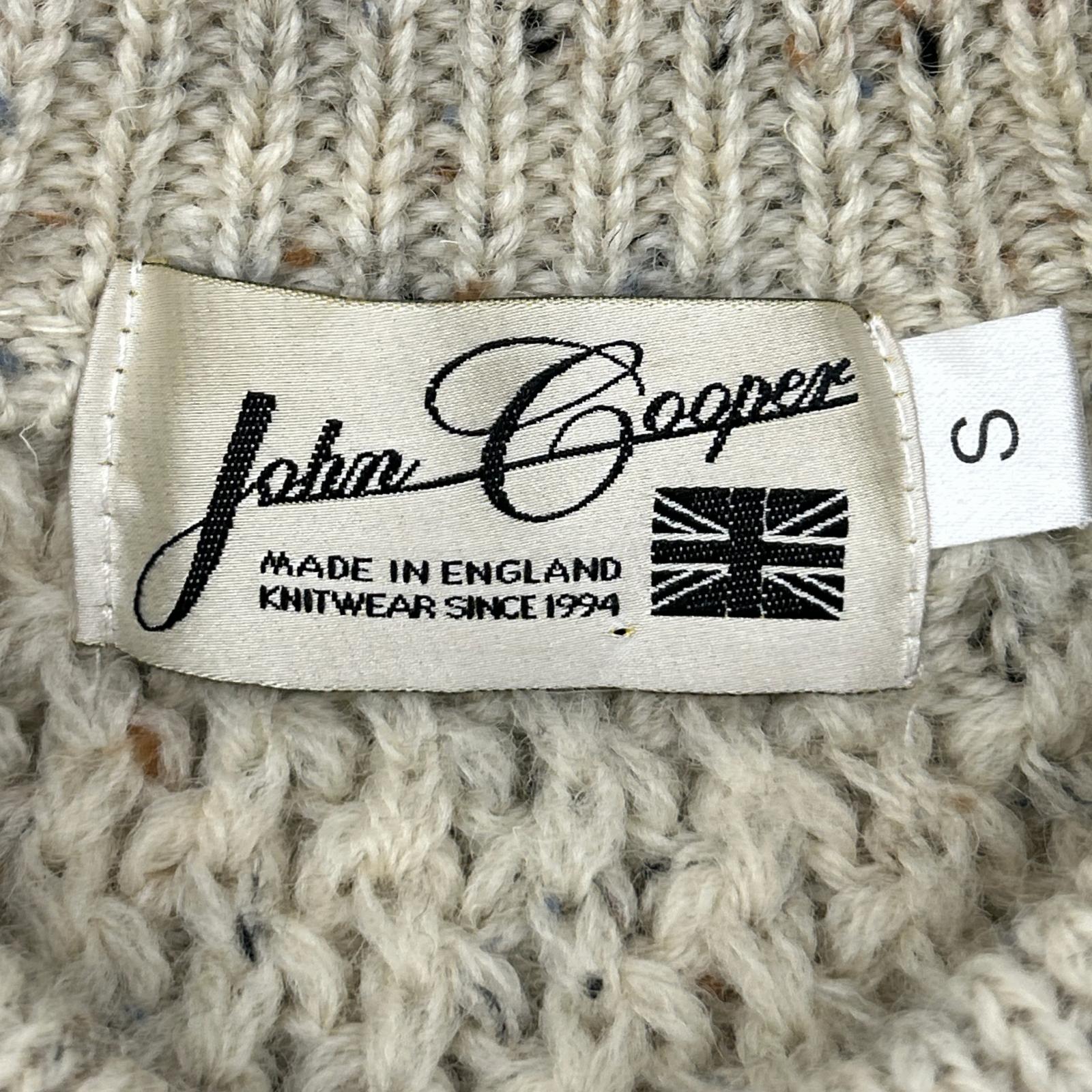 john cooper ジョンクーパー ﾍﾞｰｼﾞｭ ｳｰﾙ100 ｸﾙｰﾈｯｸ ｸﾞﾗﾝｽﾘｰﾌﾞ ﾌﾟﾙｵｰﾊﾞｰﾆｯﾄ トップス S メンズ