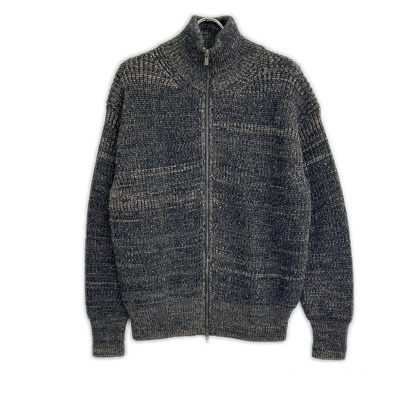BATONER 2025 Brown Bottleneck Zip-Up Knit Top