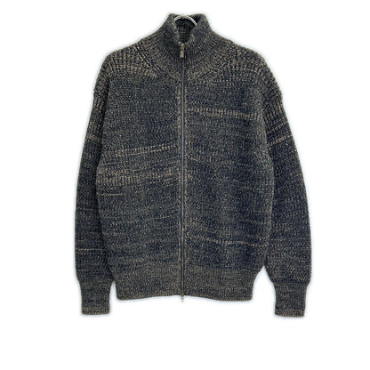BATONER 2025 Brown Bottleneck Zip-Up Knit Top