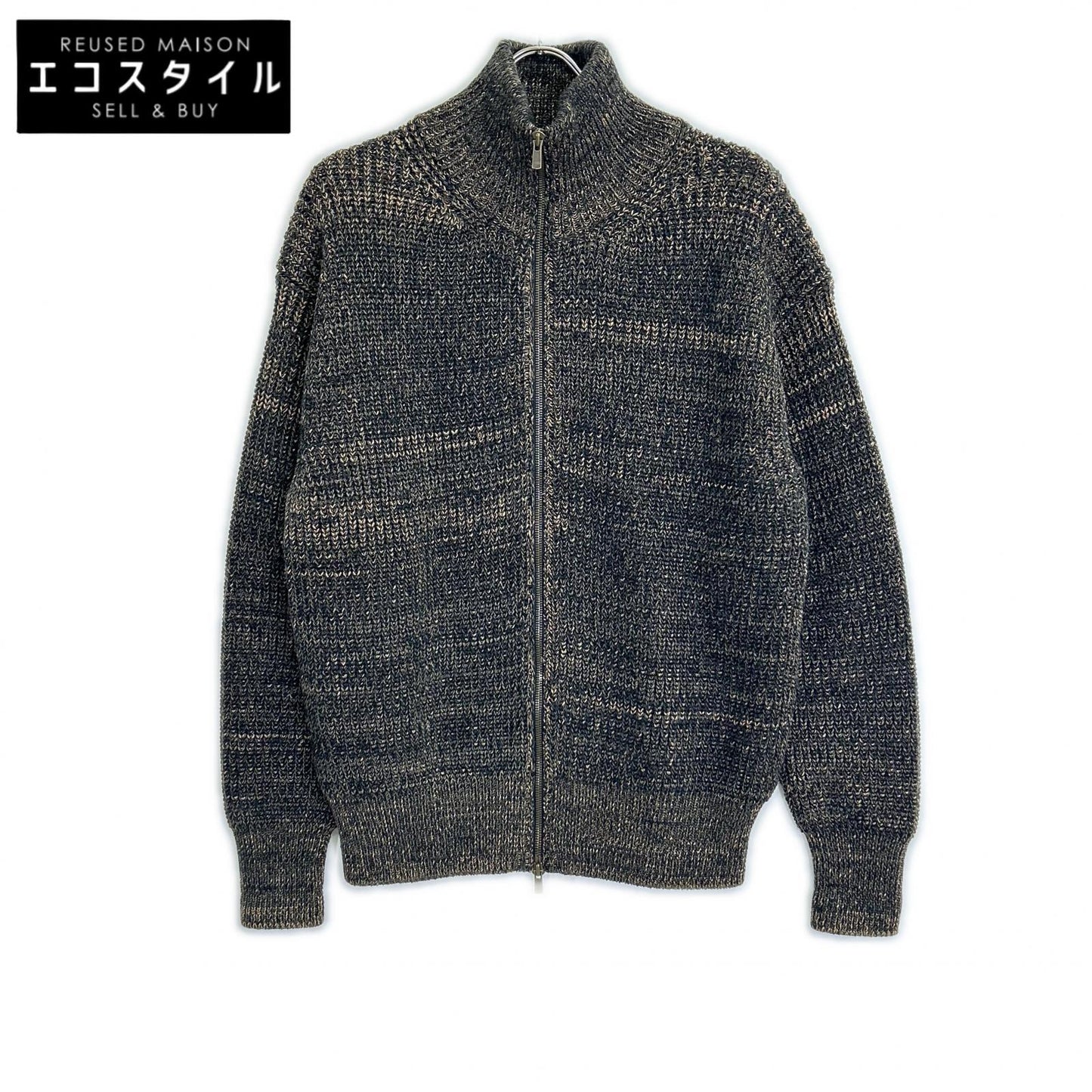 BATONER 2025 Brown Bottleneck Zip-Up Knit Top