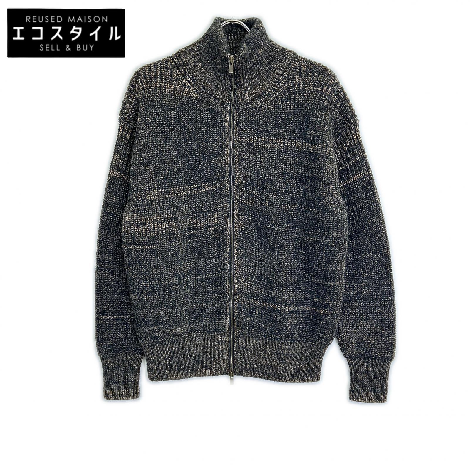 BATONER 2025 Brown Bottleneck Zip-Up Knit Top