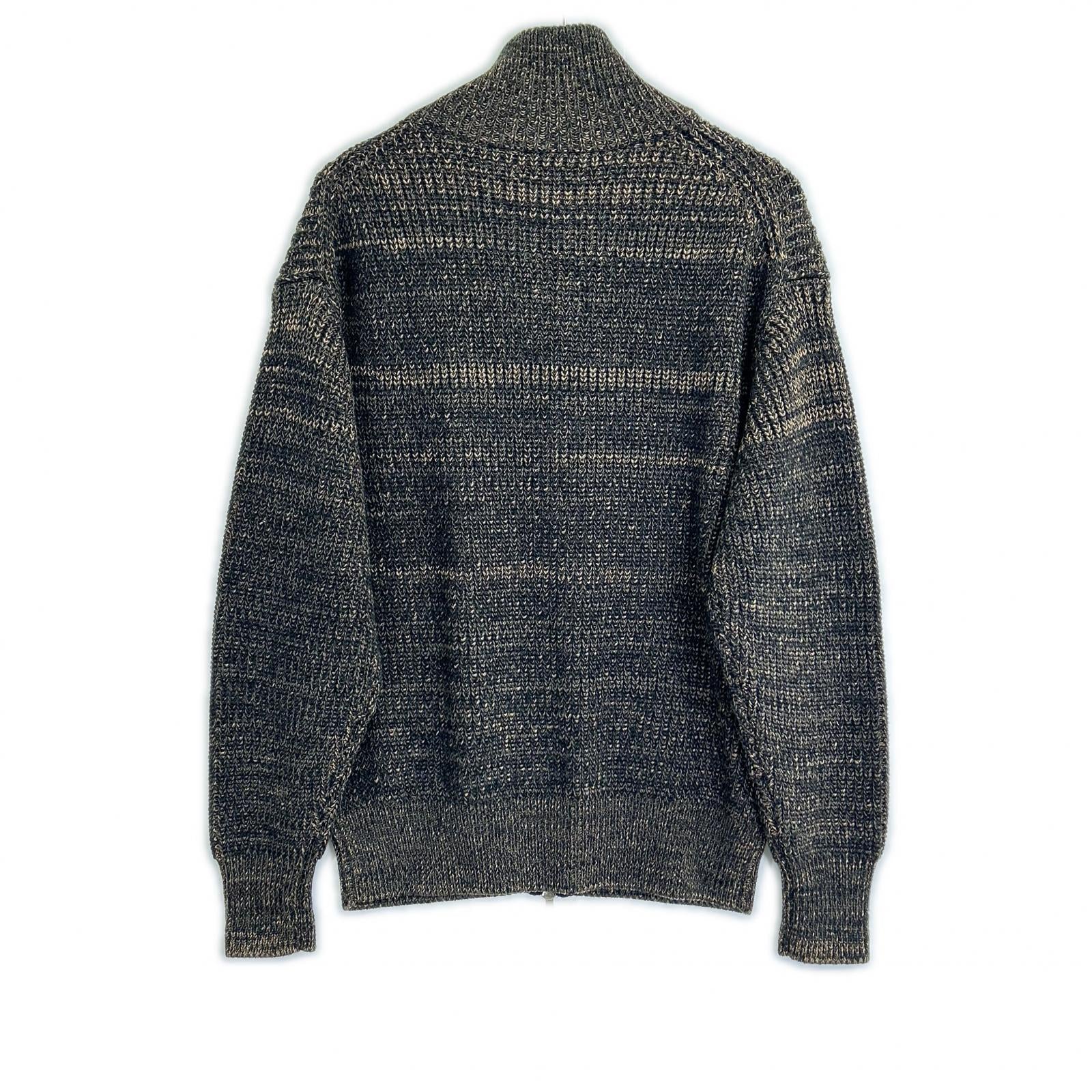 BATONER 2025 Brown Bottleneck Zip-Up Knit Top