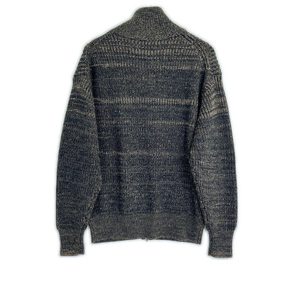 BATONER 2025 Brown Bottleneck Zip-Up Knit Top