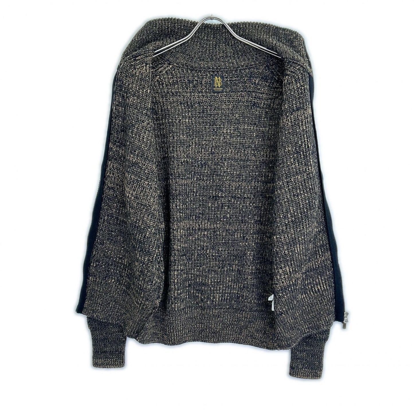 BATONER 2025 Brown Bottleneck Zip-Up Knit Top