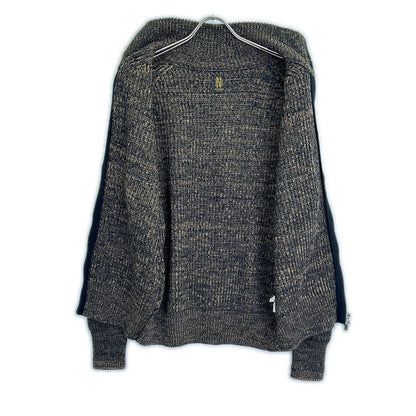 BATONER 2025 Brown Bottleneck Zip-Up Knit Top