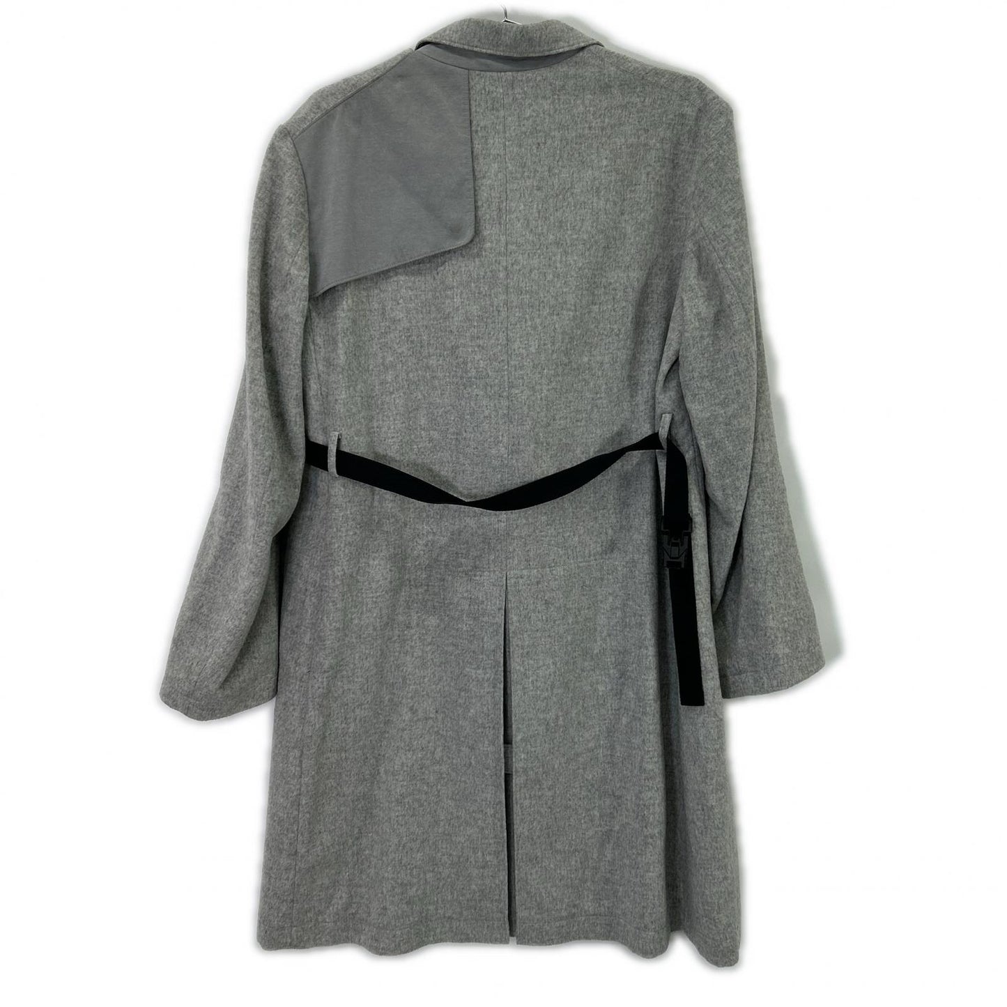 Y-3 GK4388 Grey CH1 Wool Flannel Asymmetrical Long Coat XS