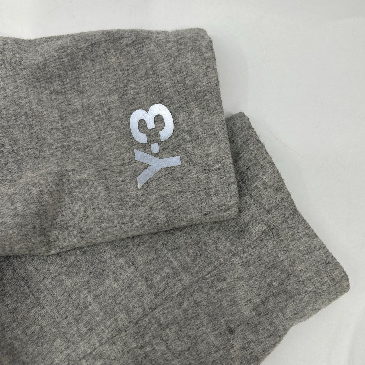 Y-3 GK4388 Grey CH1 Wool Flannel Asymmetrical Long Coat XS
