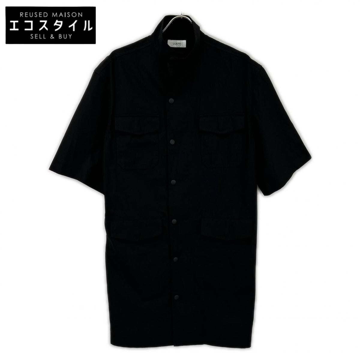【SALE】 LOEFF ロエフ ブラック コットンギャバジン M-65 ショートスリーブドレス ワンピース