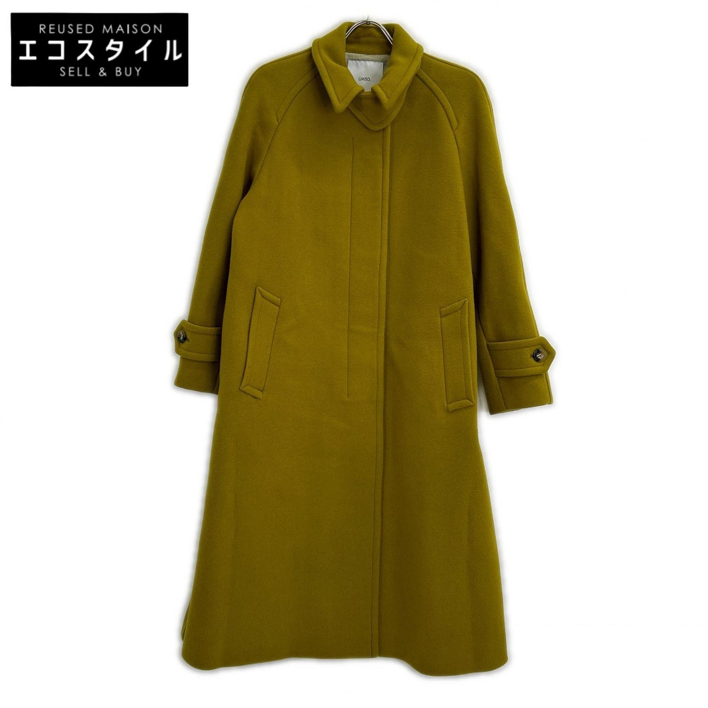 UN3D. Unthreed 522060000601 Mustard Wool Stand Collar Coat Coat 36