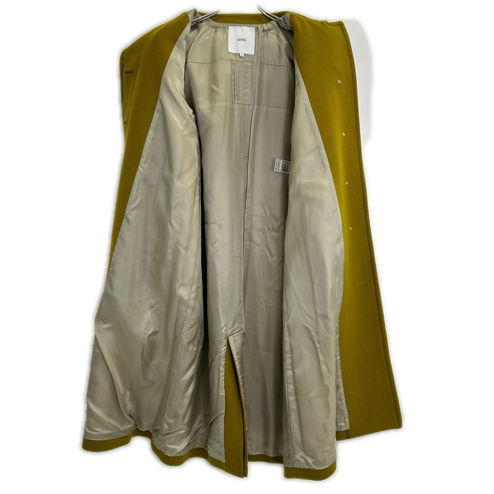 UN3D. Unthreed 522060000601 Mustard Wool Stand Collar Coat Coat 36