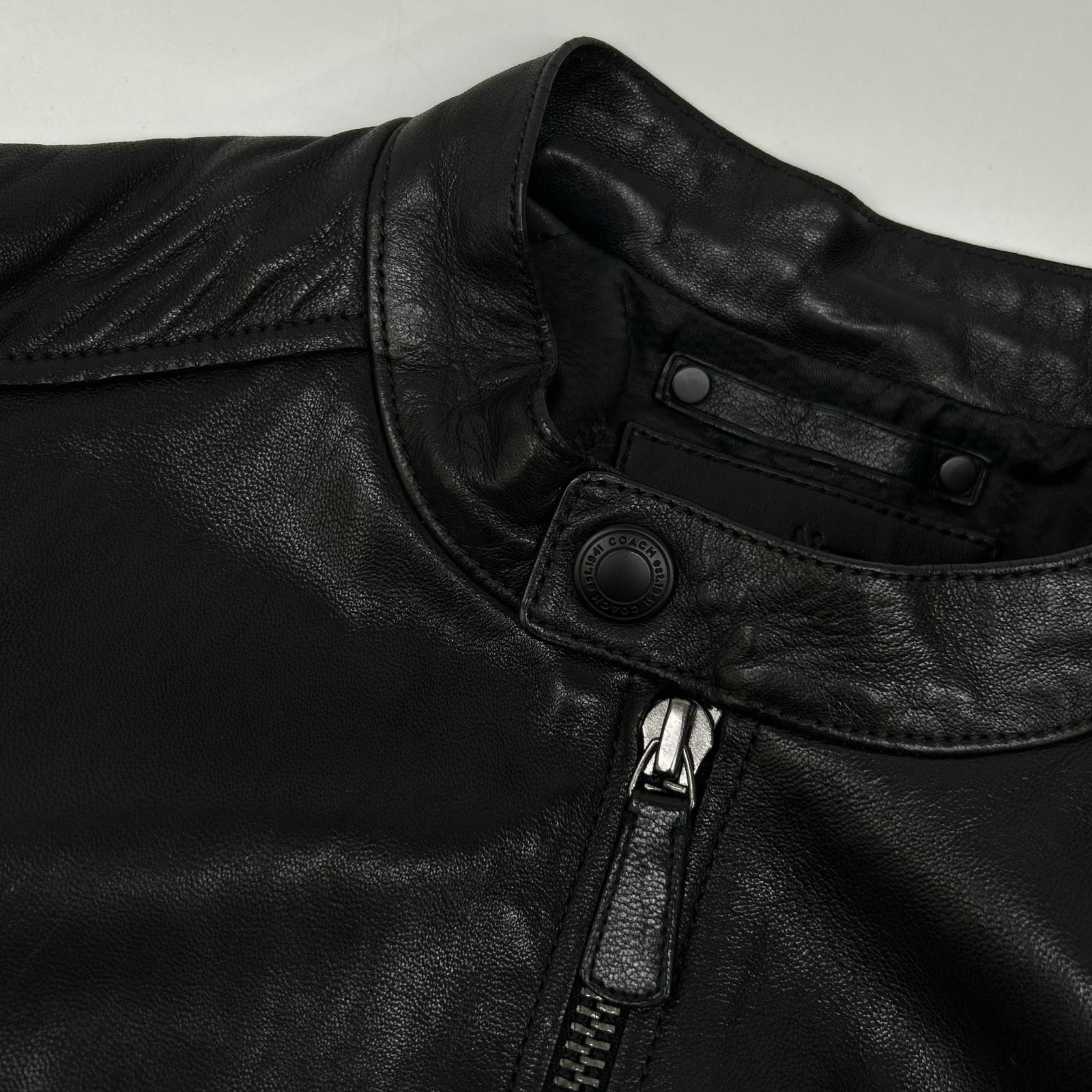 COACH コーチ ﾌﾞﾗｯｸ ｼｰﾌﾟｽｷﾝ ｼﾝｸﾞﾙﾗｲﾀﾞｰｽ ｼﾞｬｹｯﾄ ジャケット S