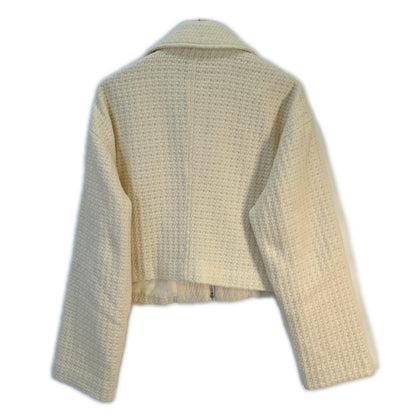 ETRE TOKYO White Stand Collar Tweed Blouson Jacket M Ladies