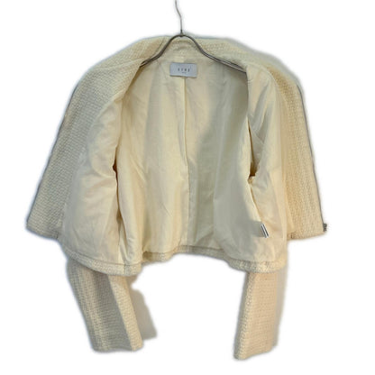 ETRE TOKYO White Stand Collar Tweed Blouson Jacket M Ladies
