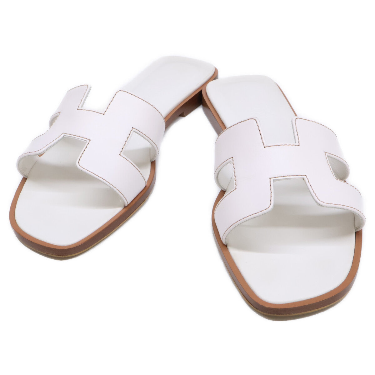 HERMES エルメス 【美品】H021056Z オラン Hモチーフ ボックスカーフ フラット サンダル シューズ