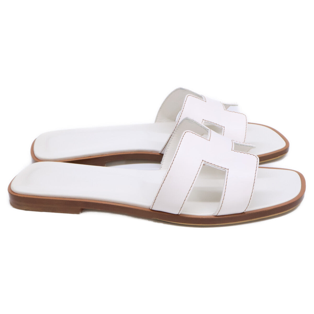 HERMES エルメス 【美品】H021056Z オラン Hモチーフ ボックスカーフ フラット サンダル シューズ