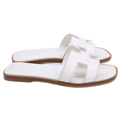HERMES エルメス 【美品】H021056Z オラン Hモチーフ ボックスカーフ フラット サンダル シューズ
