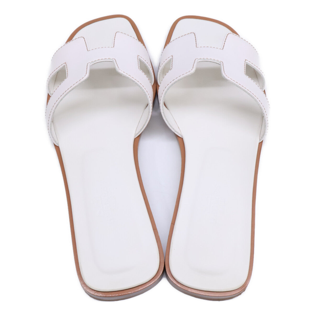 HERMES エルメス 【美品】H021056Z オラン Hモチーフ ボックスカーフ フラット サンダル シューズ