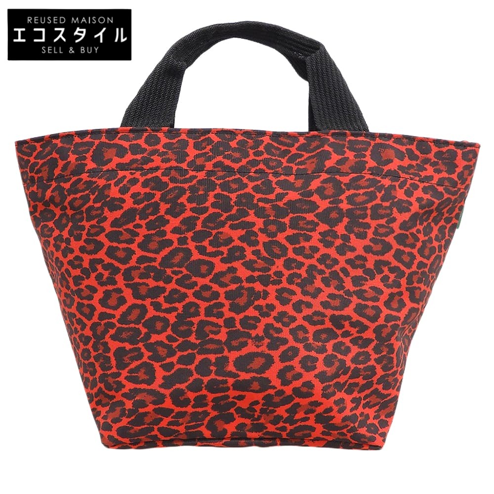 Herve Chapelier Leopard Print Panther Nylon M-Size Tote Bag Ladies Red 1027F Tote Bag