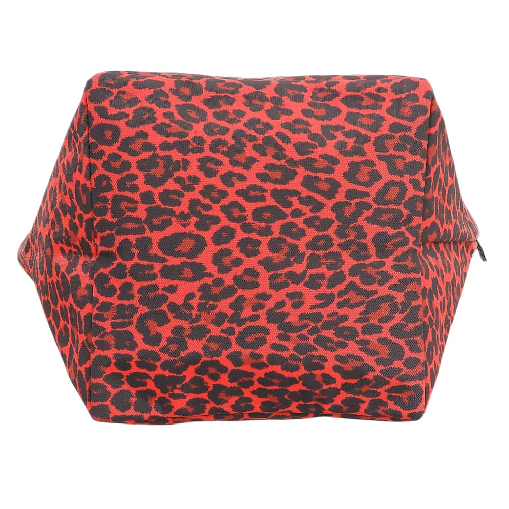 Herve Chapelier Leopard Print Panther Nylon M-Size Tote Bag Ladies Red 1027F Tote Bag