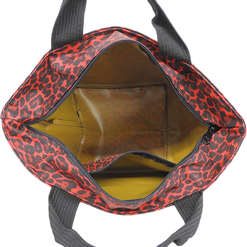 Herve Chapelier Leopard Print Panther Nylon M-Size Tote Bag Ladies Red 1027F Tote Bag