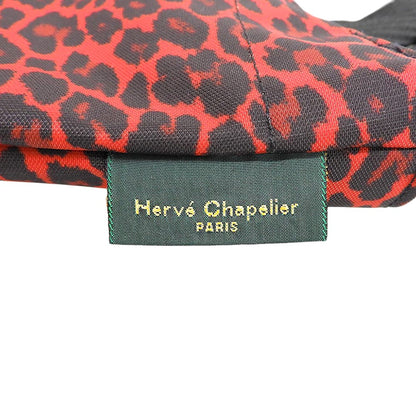 Herve Chapelier Leopard Print Panther Nylon M-Size Tote Bag Ladies Red 1027F Tote Bag