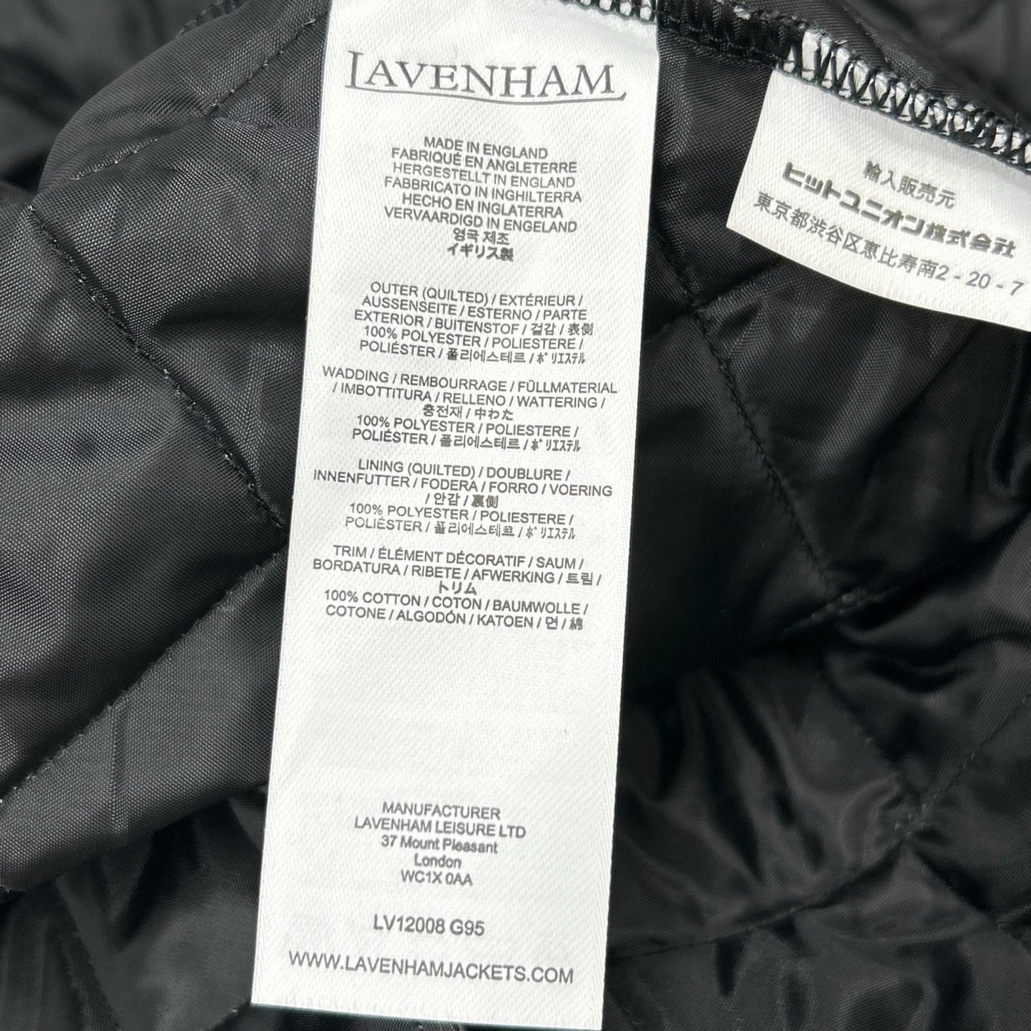 LAVENHAM LV12008 Lamp Black Chantry Men's Quilted Long Coat M/38