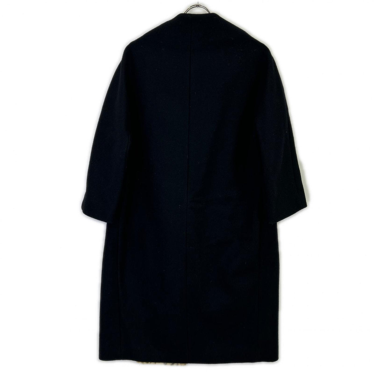 DRIES VAN NOTEN Dries Van Noten Black wool-blend leopard-fur-lined collarless long coat Coat