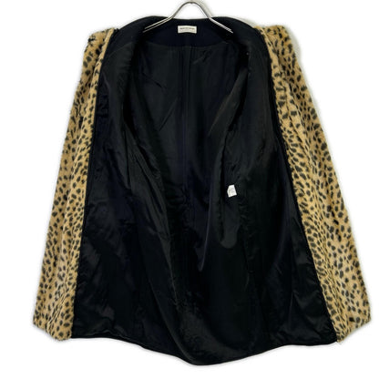 DRIES VAN NOTEN Dries Van Noten Black wool-blend leopard-fur-lined collarless long coat Coat