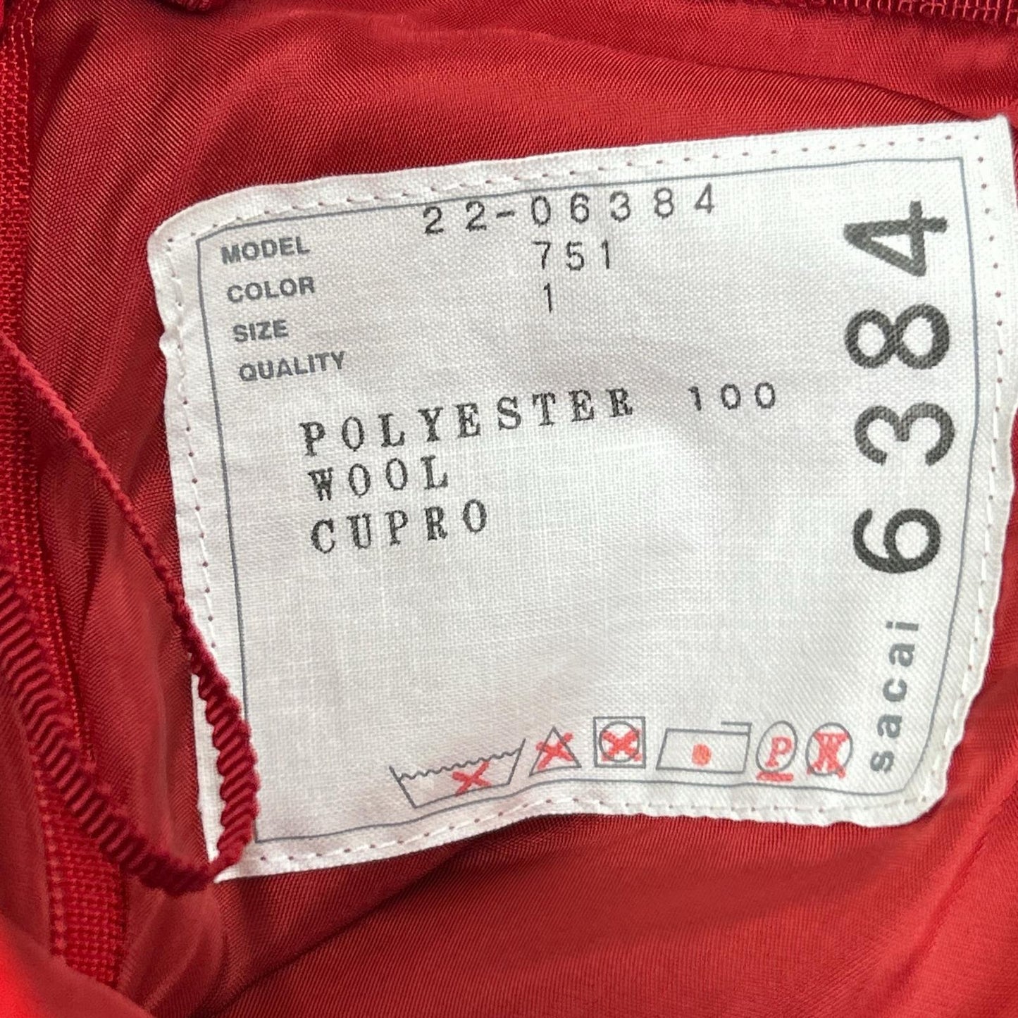 sacai 22-06384 Red Satin x Pleated Chiffon Mix Asymmetrical Skirt/Suiting Mix Skirt
