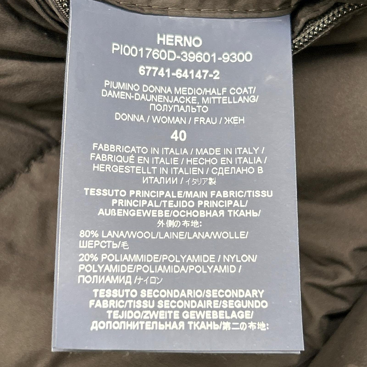 HERNO ヘルノ PI001760D 23年 ブラック ウール切替フード付きダウンコート コート
