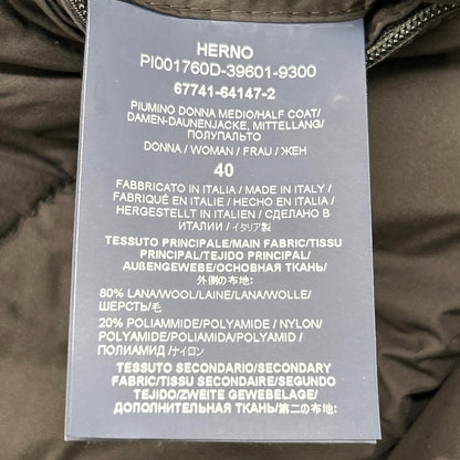 HERNO ヘルノ PI001760D 23年 ブラック ウール切替フード付きダウンコート コート