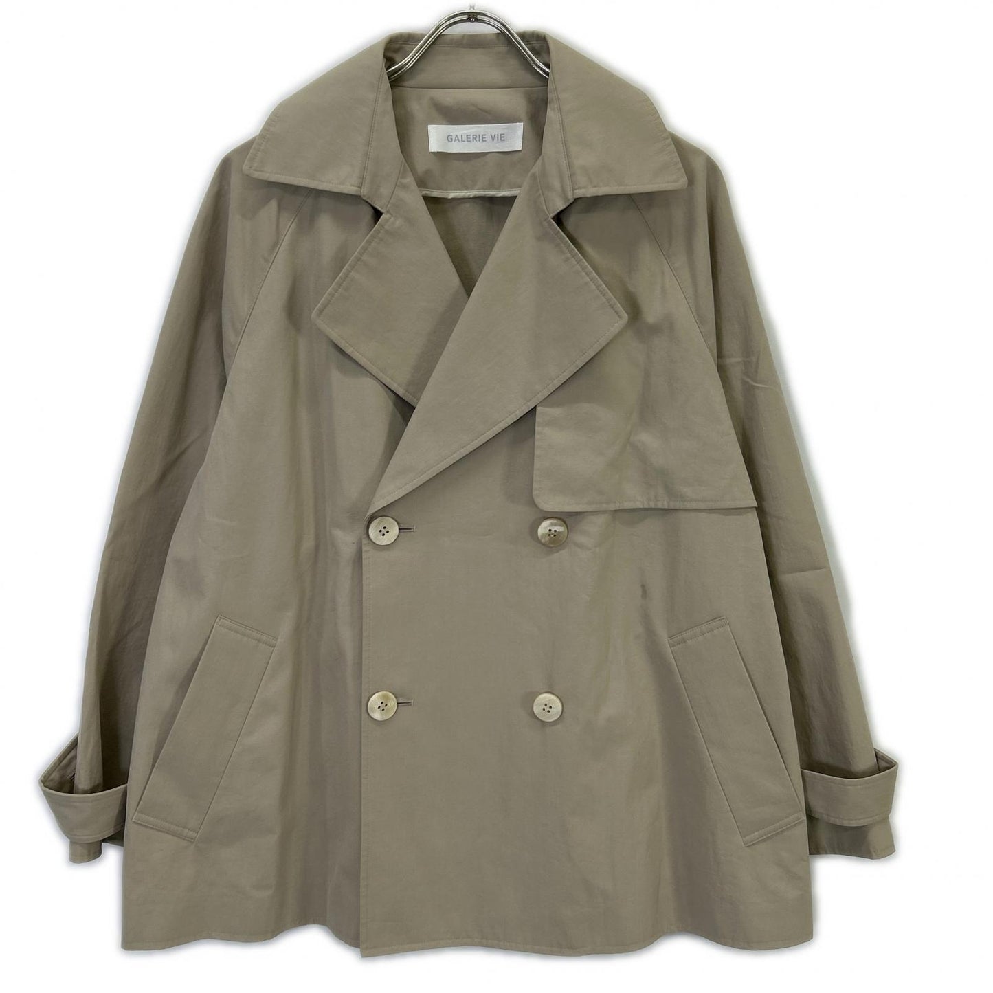 GALERIE VIE 24SS Beige Powder Cotton Twill Short Trench Coat