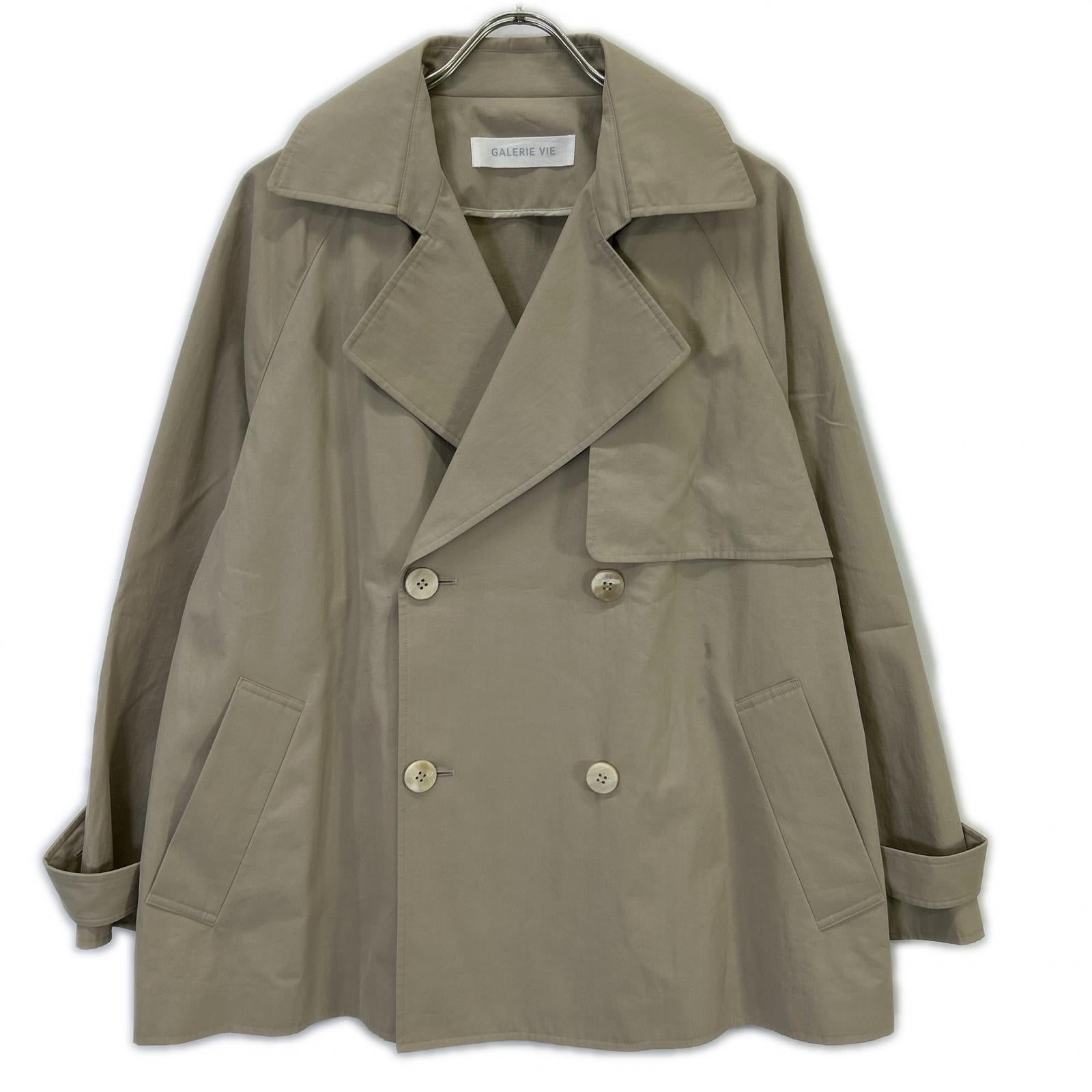 GALERIE VIE 24SS Beige Powder Cotton Twill Short Trench Coat